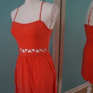 H&M Divided US6 coral strap dress knit front